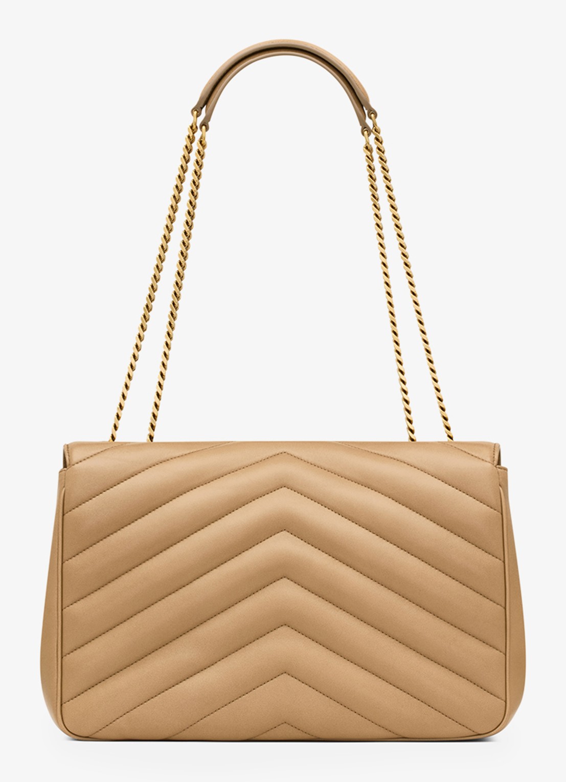 Saint Laurent Loulou Large schoudertas van lamsleer - voorkant 2 lichtbruin