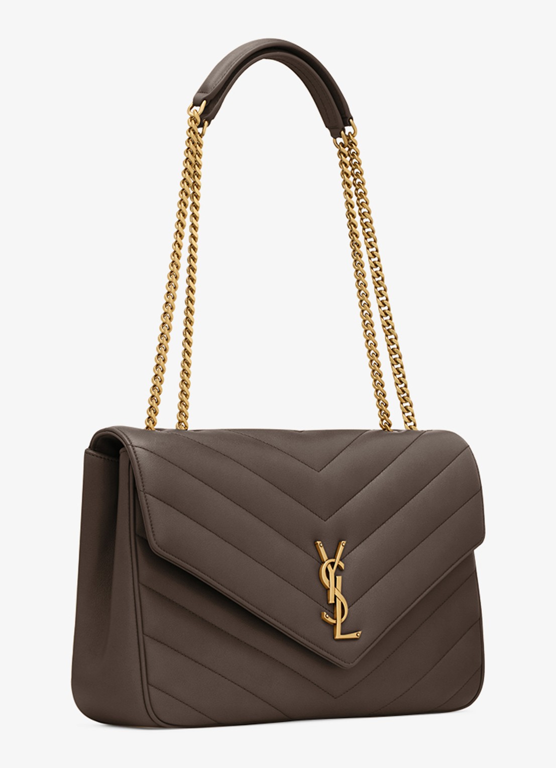 Saint Laurent Loulou Large schoudertas van lamsleer - detail 4 grijs