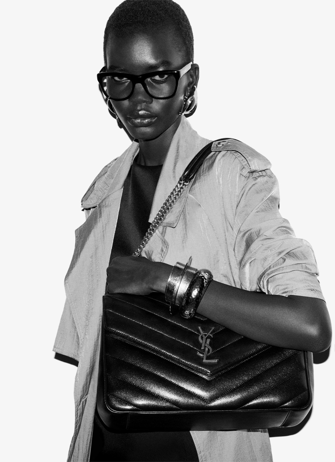 Saint Laurent Loulou Large schoudertas van quilted lamsleer - detail 2 zwart