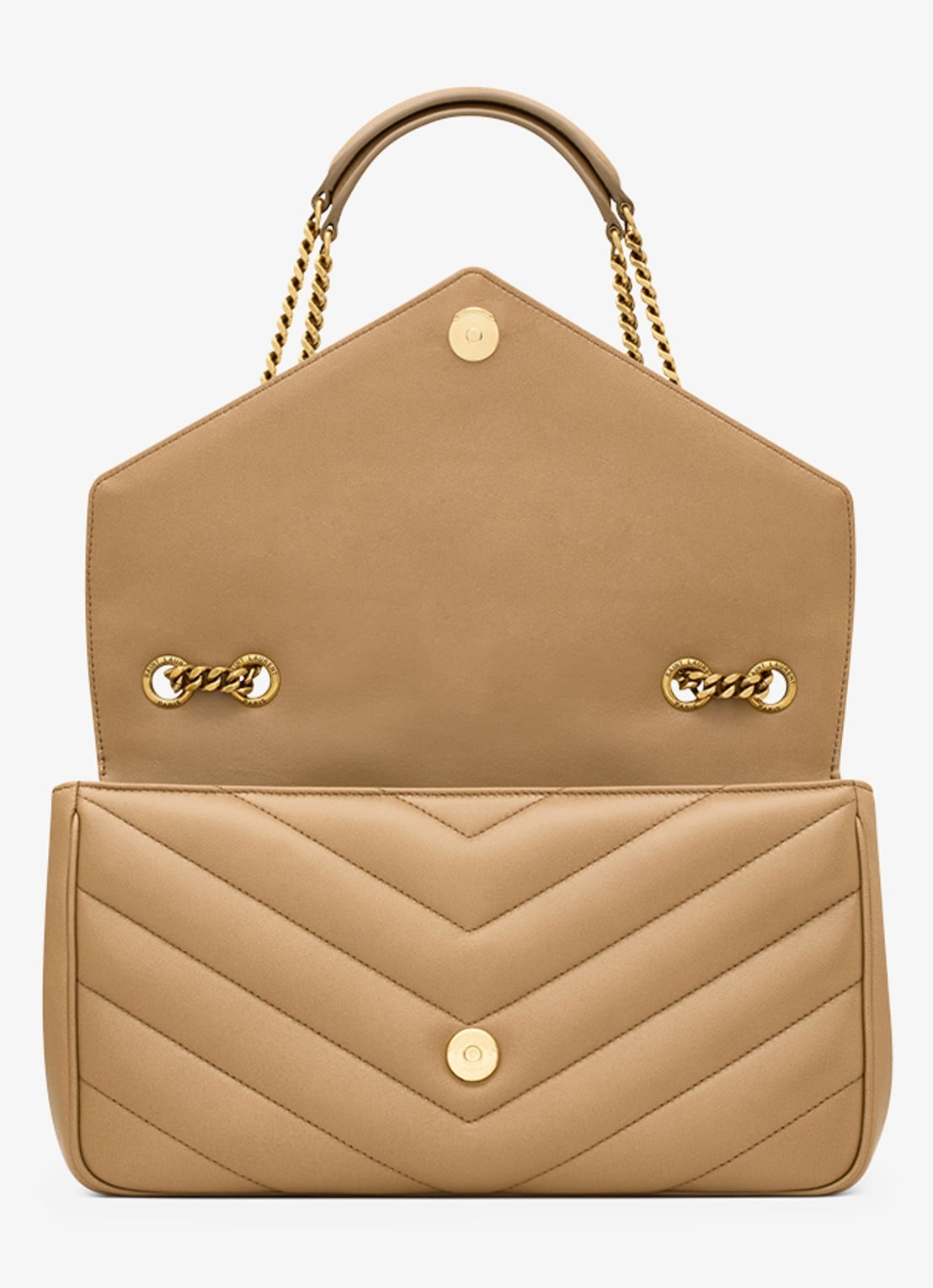 Saint Laurent Loulou Medium schoudertas van lamsleer - detail 2 lichtbruin