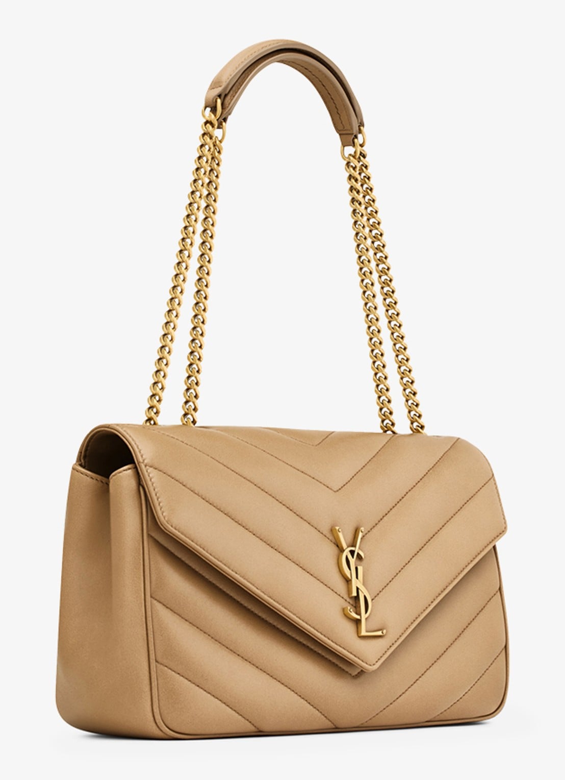 Saint Laurent Loulou Medium schoudertas van lamsleer - detail 4 lichtbruin