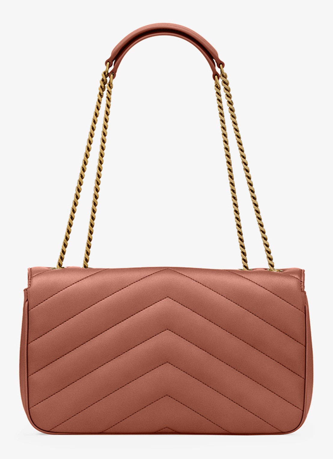 Saint Laurent Loulou Medium schoudertas van lamsleer - achterkant roestbruin