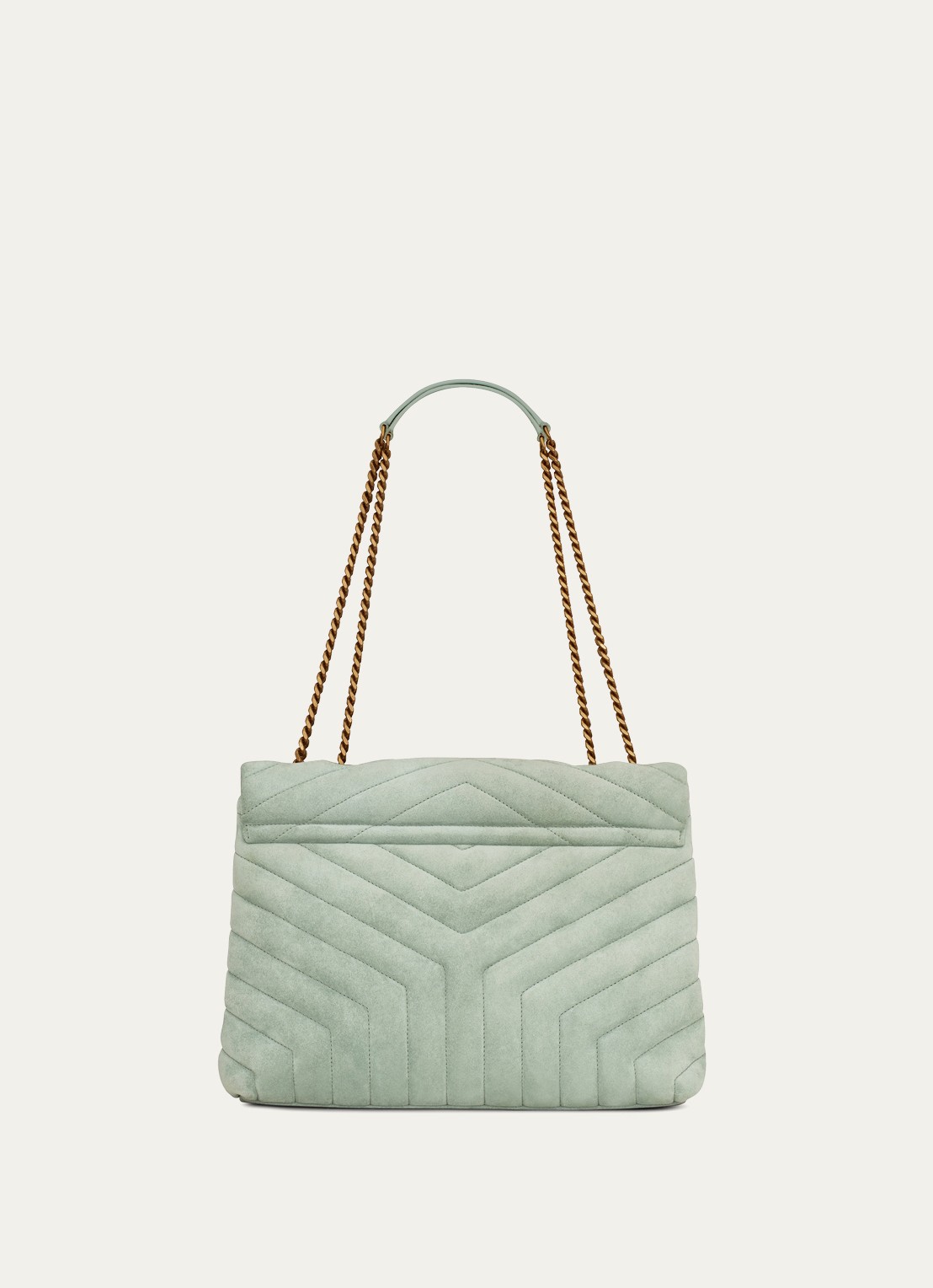 Saint Laurent Loulou Medium schoudertas van quilted kalfssuède - detail 2 mint