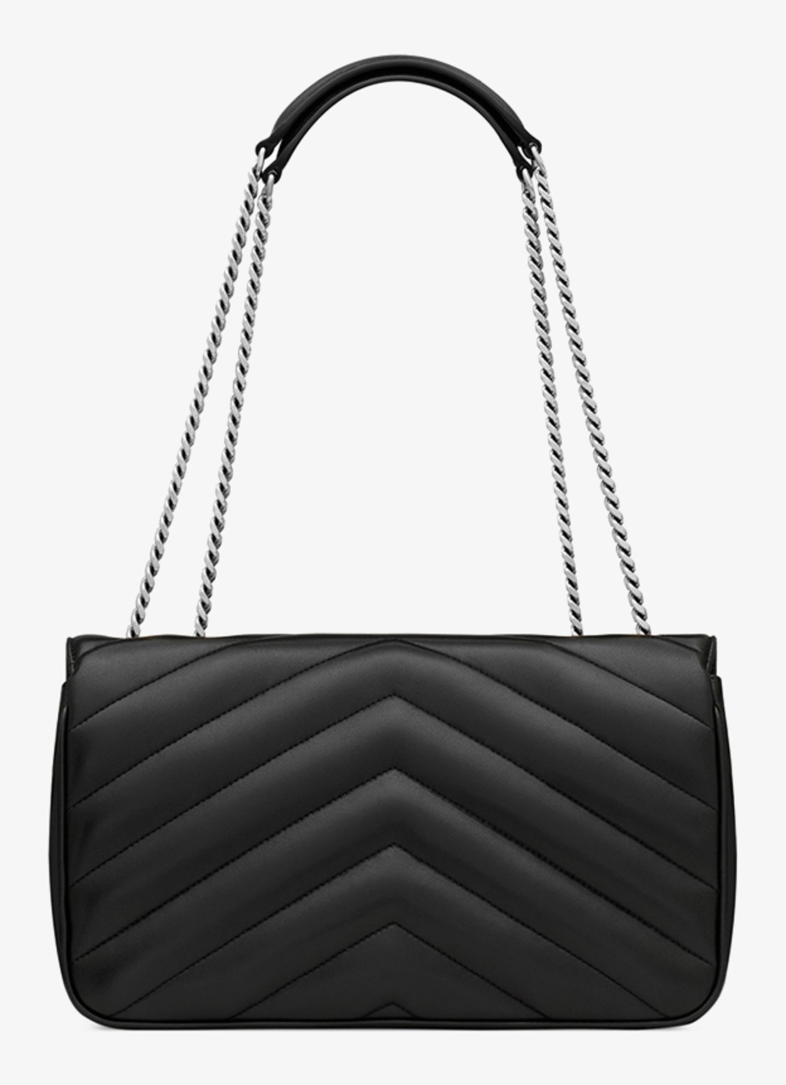 Saint Laurent Loulou Medium schoudertas van quilted lamsleer - achterkant zwart