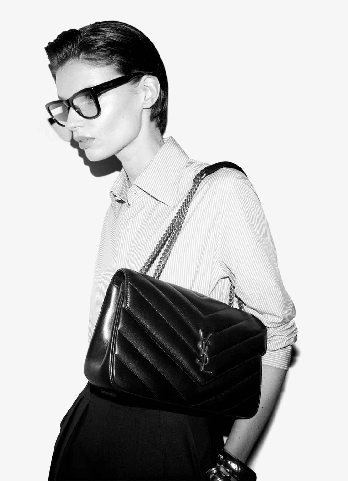 Saint Laurent Loulou Medium schoudertas van quilted lamsleer - detail 2 zwart