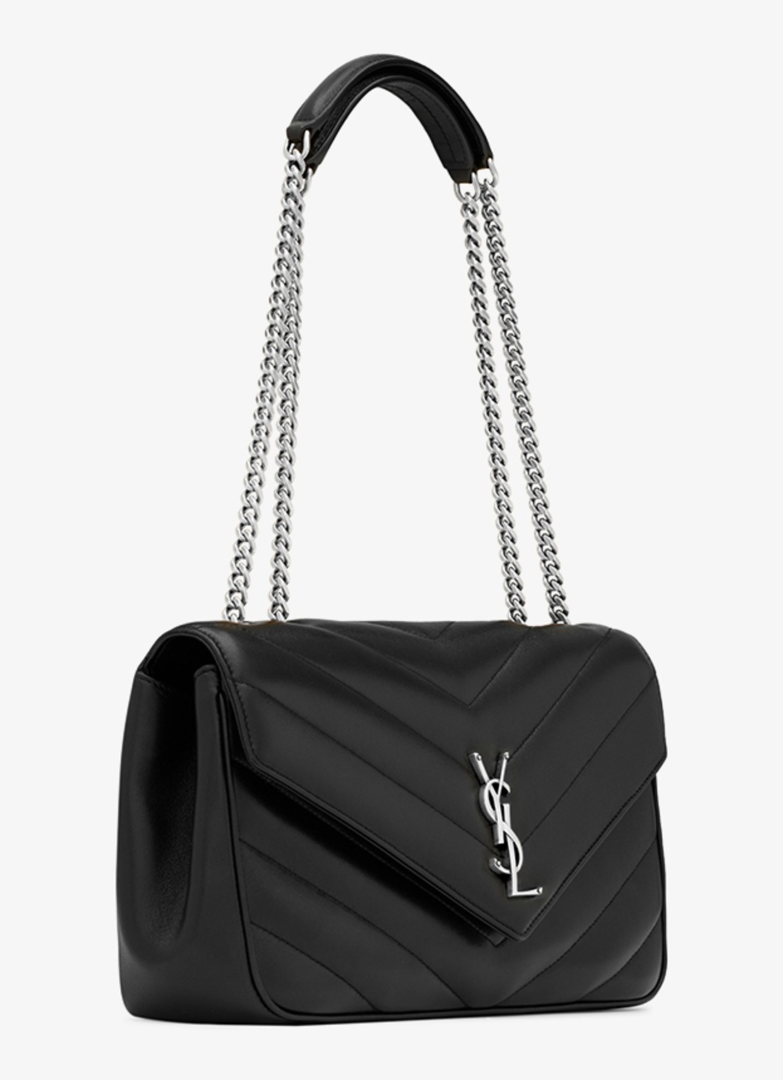 Saint Laurent Loulou Medium schoudertas van quilted lamsleer - detail 3 zwart