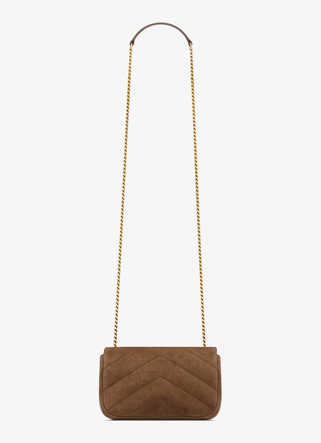 Saint Laurent Loulou Mini crossbodytas van kalfssuède - achterkant bruin