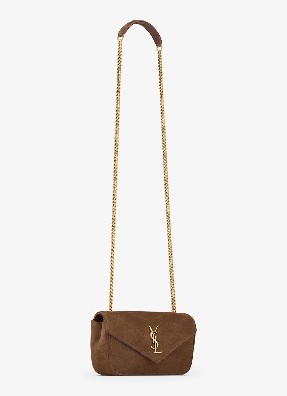 Saint Laurent Loulou Mini crossbodytas van kalfssuède - detail 5 bruin