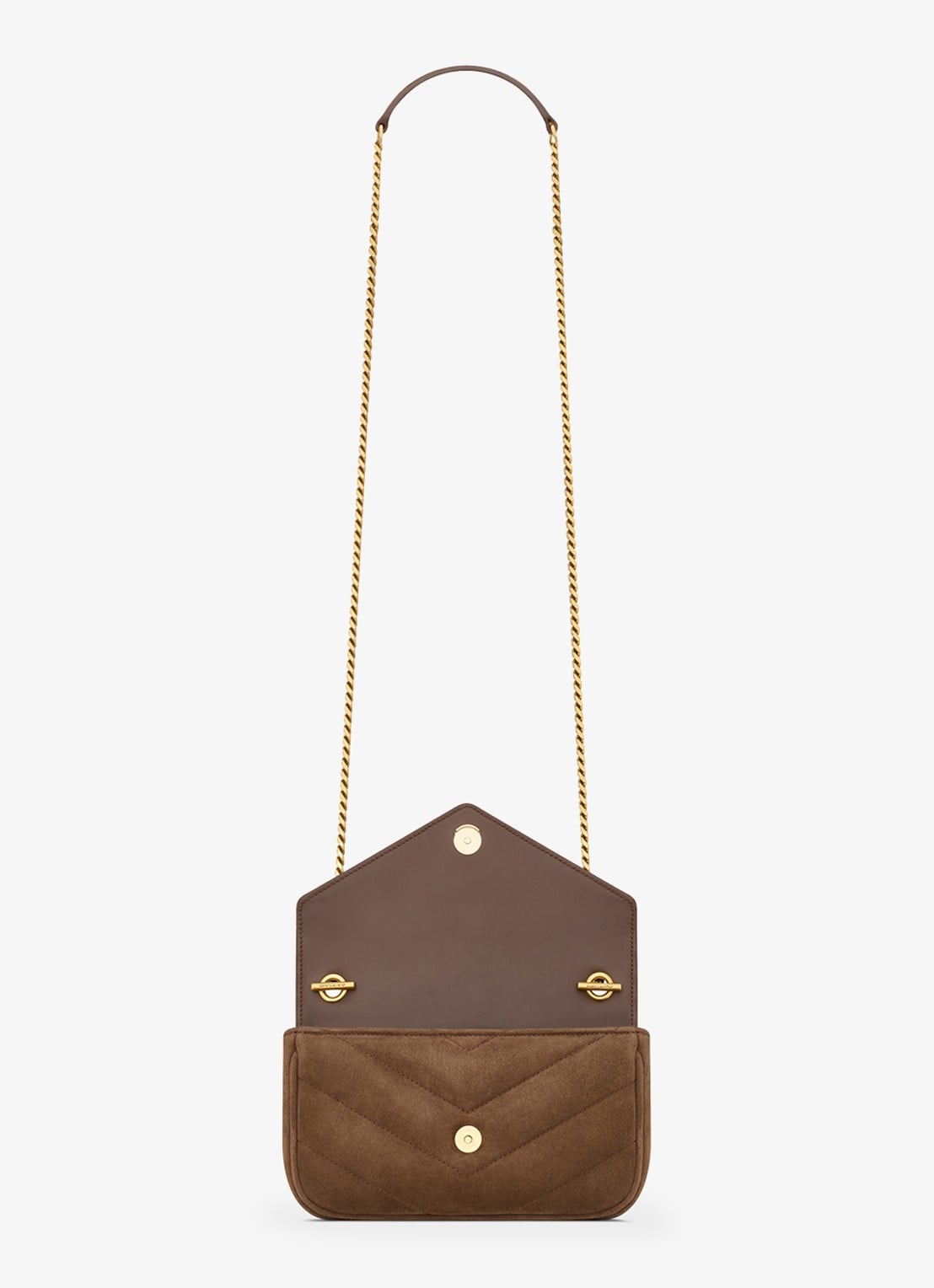 Saint Laurent Loulou Mini crossbodytas van kalfssuède - detail 6 bruin