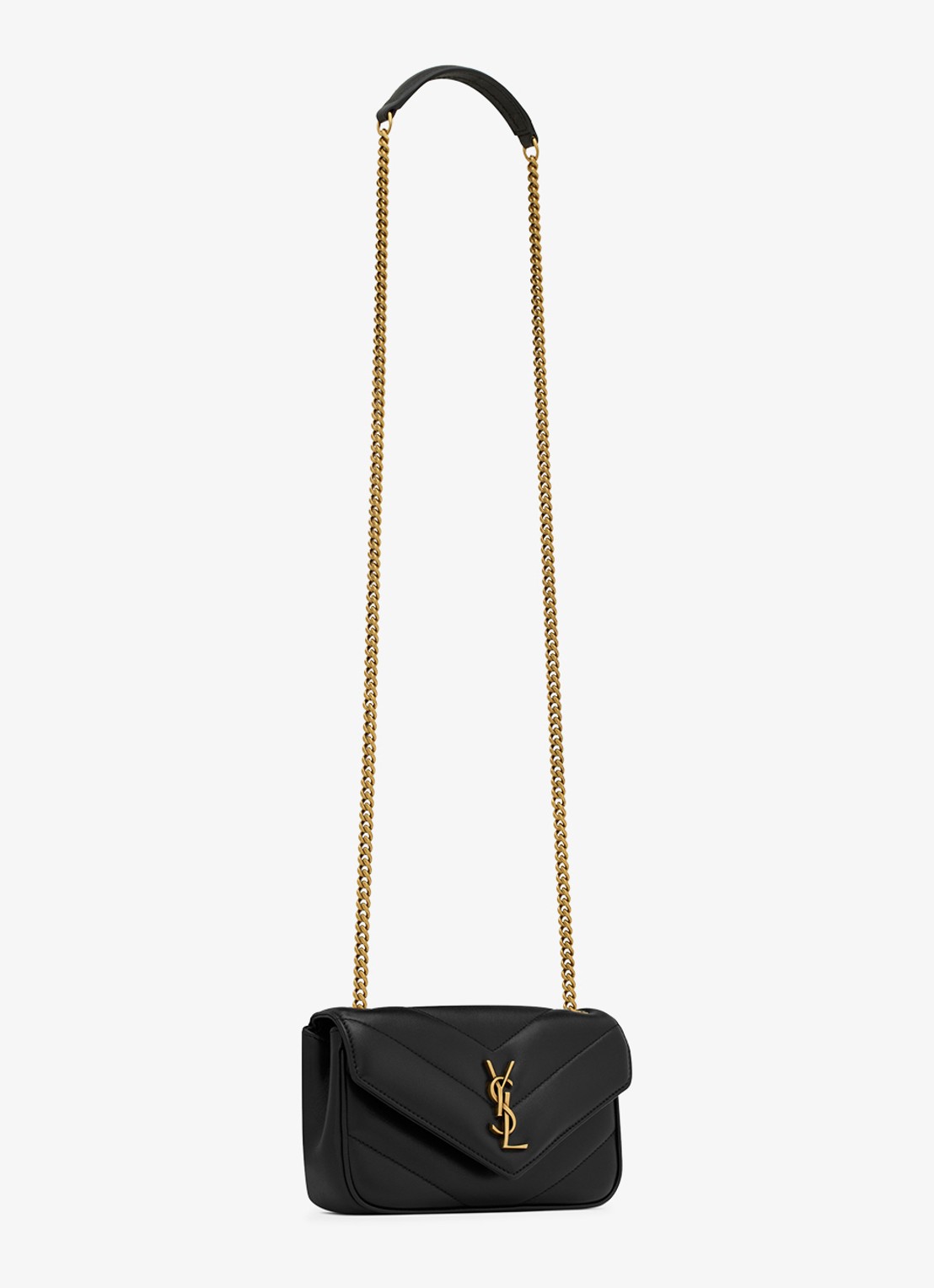 Saint Laurent Loulou Mini crossbodytas van lamsleer - detail 6 zwart