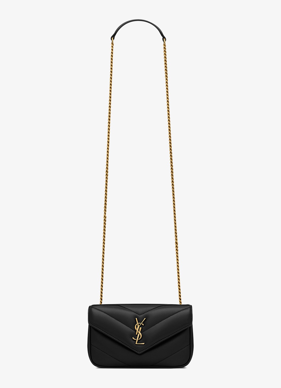 Saint Laurent Loulou Mini crossbodytas van lamsleer - voorkant 2 zwart