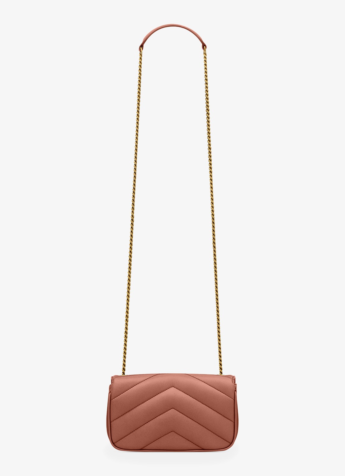Saint Laurent Loulou Mini crossbodytas van lamsleer - achterkant roestbruin