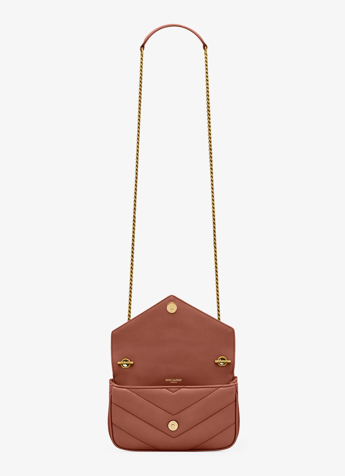 Saint Laurent Loulou Mini crossbodytas van lamsleer - detail 5 roestbruin