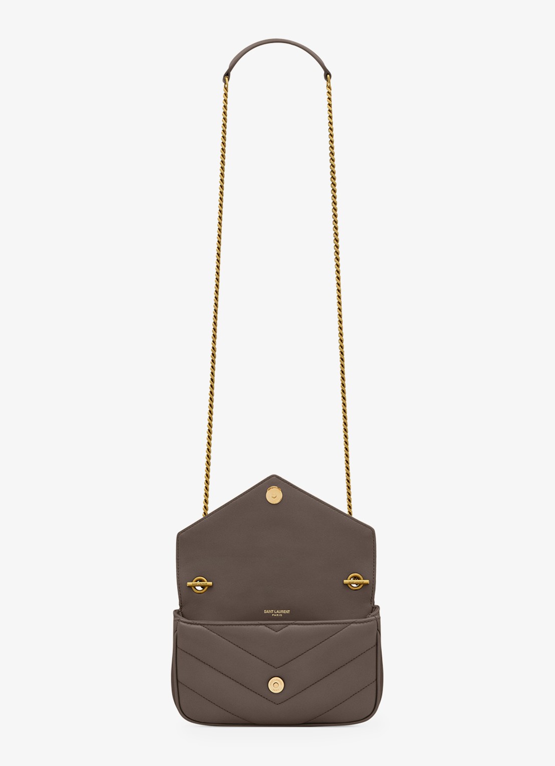 Saint Laurent Loulou Mini crossbodytas van lamsleer - detail 5 taupe