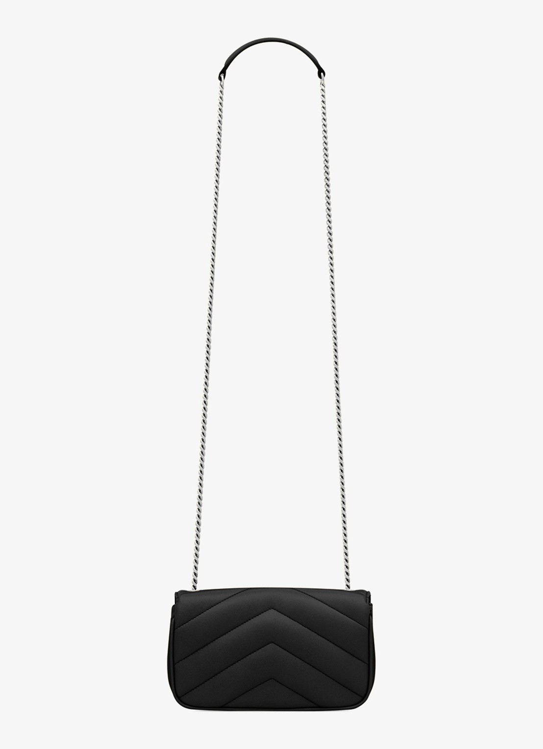Saint Laurent Loulou Mini crossbodytas van quilted lamsleer - achterkant zwart