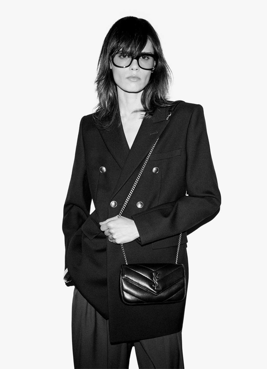 Saint Laurent Loulou Mini crossbodytas van quilted lamsleer - detail 3 zwart