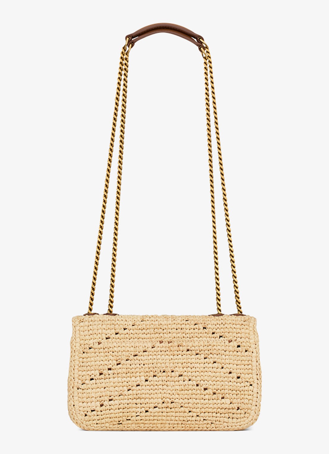 Saint Laurent Loulou Mini schoudertas van raffia - achterkant 2 beige