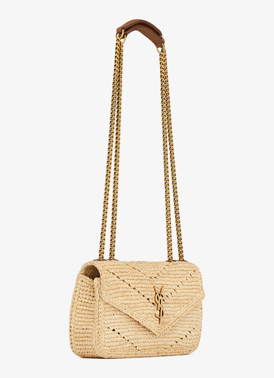 Saint Laurent Loulou Mini schoudertas van raffia - detail 4 beige