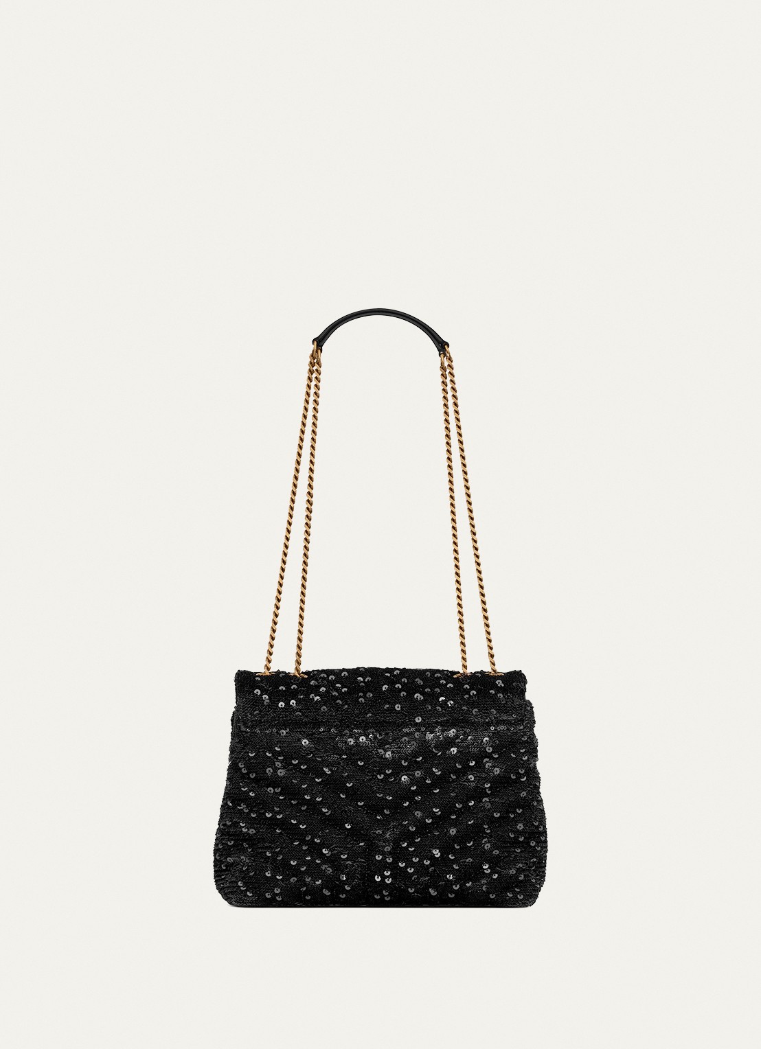 Saint Laurent Loulou Small schoudertas in zijdeblend met pailletten - detail 2 zwart