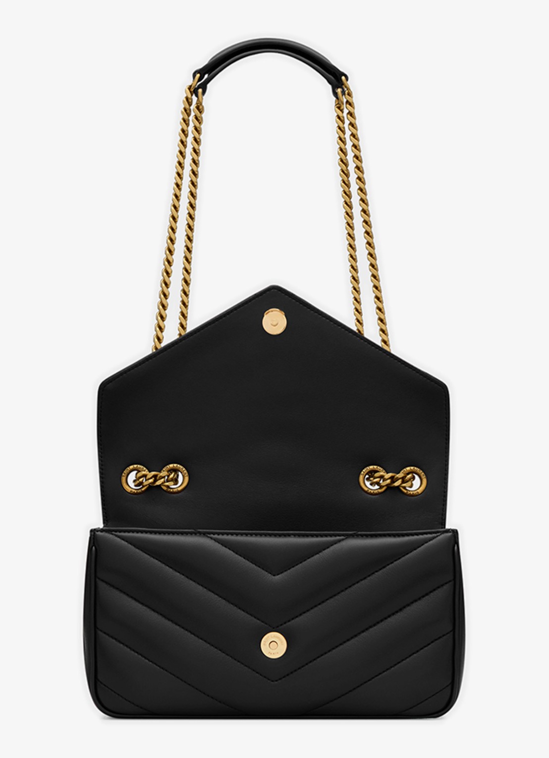 Saint Laurent Loulou Small schoudertas van lamsleer - detail zwart