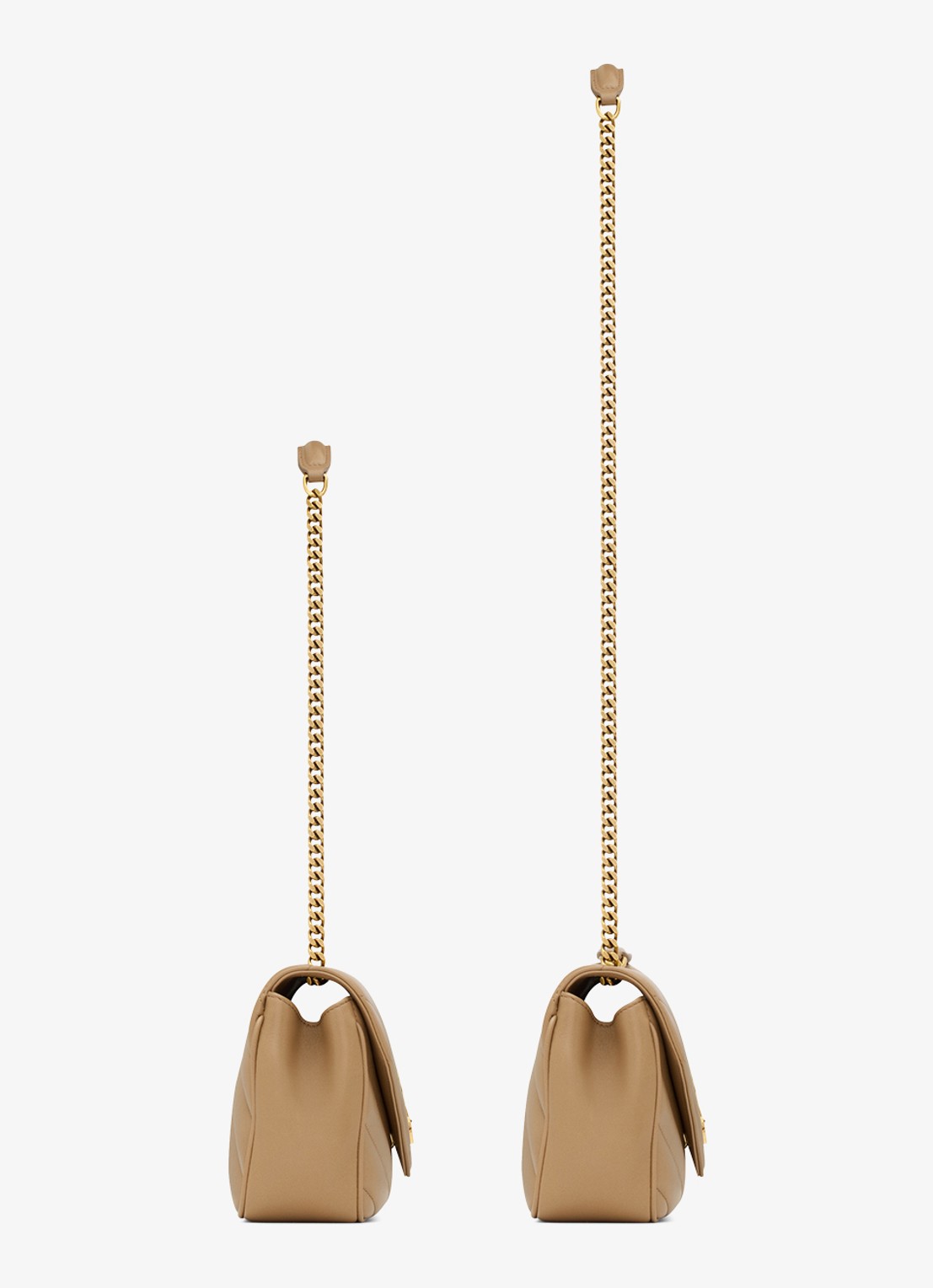 Saint Laurent Loulou Small schoudertas van lamsleer - achterkant 8 lichtbruin