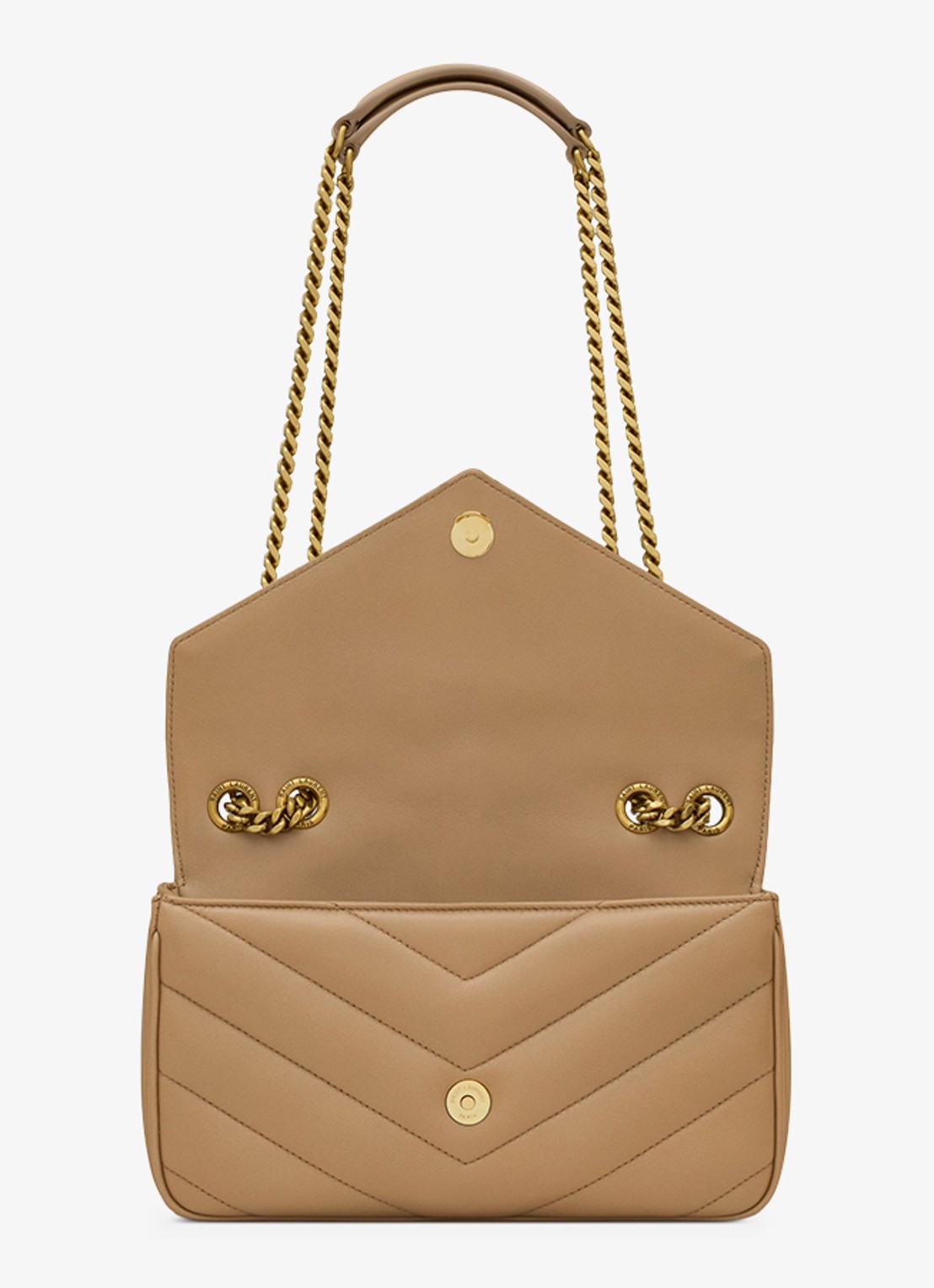 Saint Laurent Loulou Small schoudertas van lamsleer - detail 3 lichtbruin