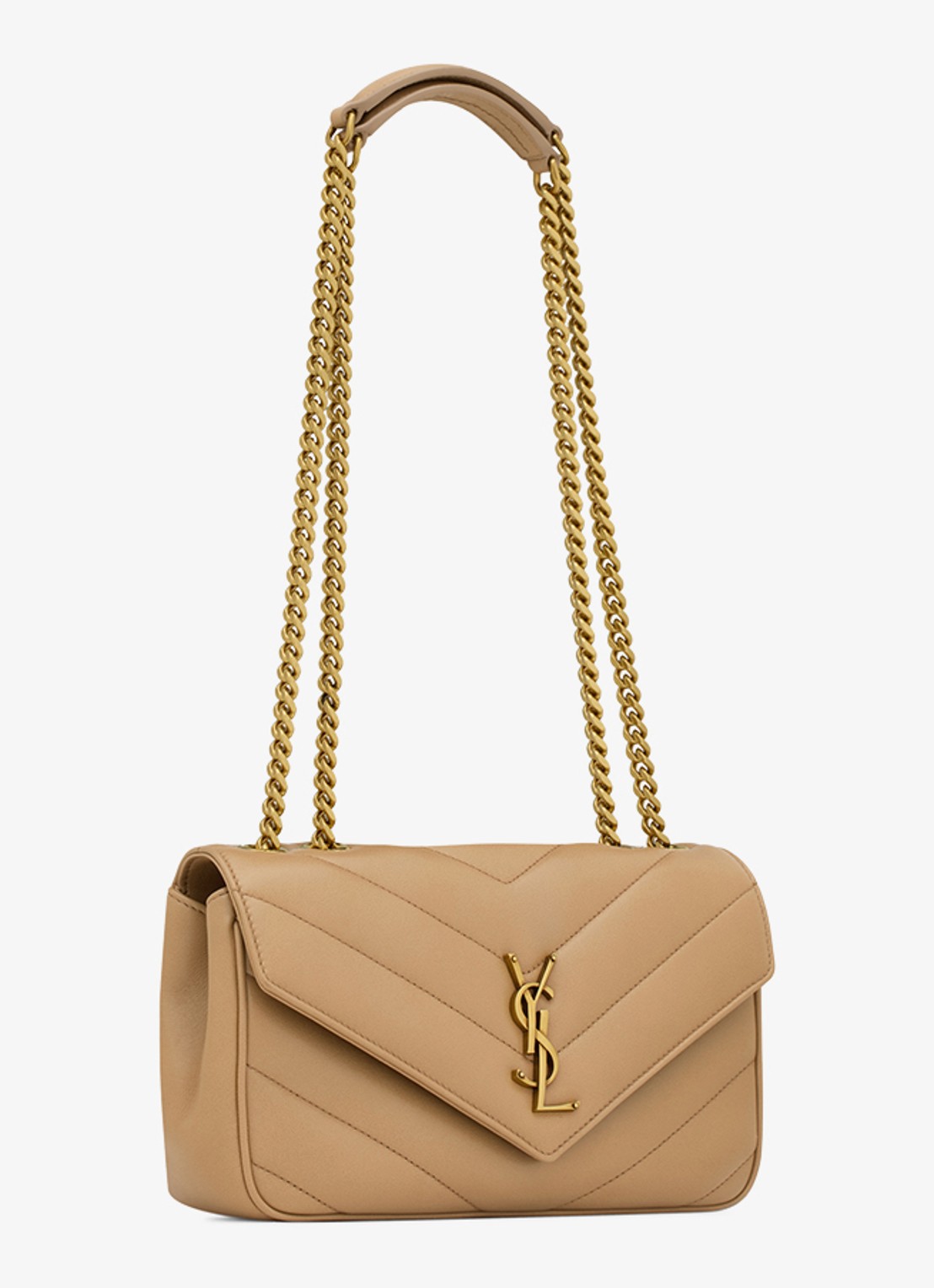 Saint Laurent Loulou Small schoudertas van lamsleer - detail 5 lichtbruin