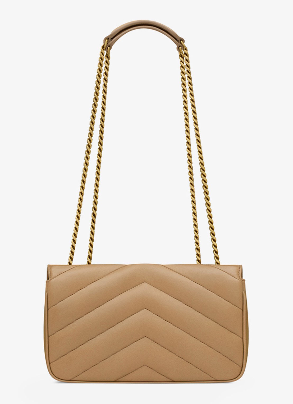 Saint Laurent Loulou Small schoudertas van lamsleer - voorkant 2 lichtbruin