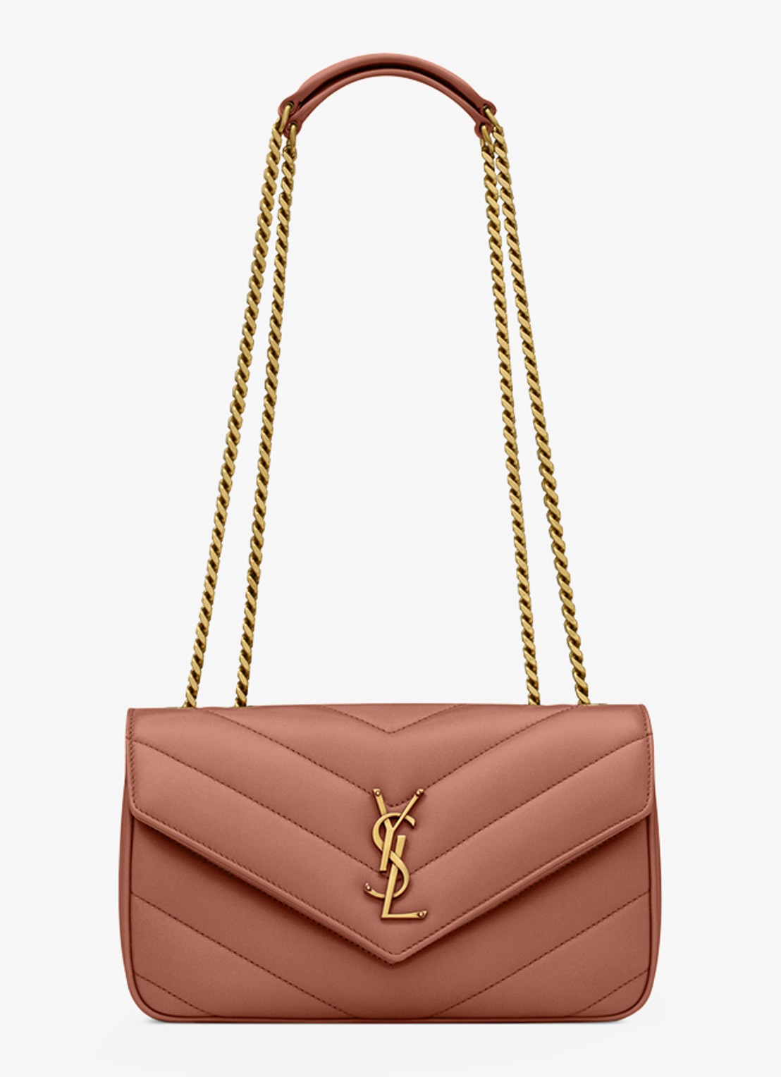 Saint Laurent Loulou Small schoudertas van lamsleer - voorkant roestbruin