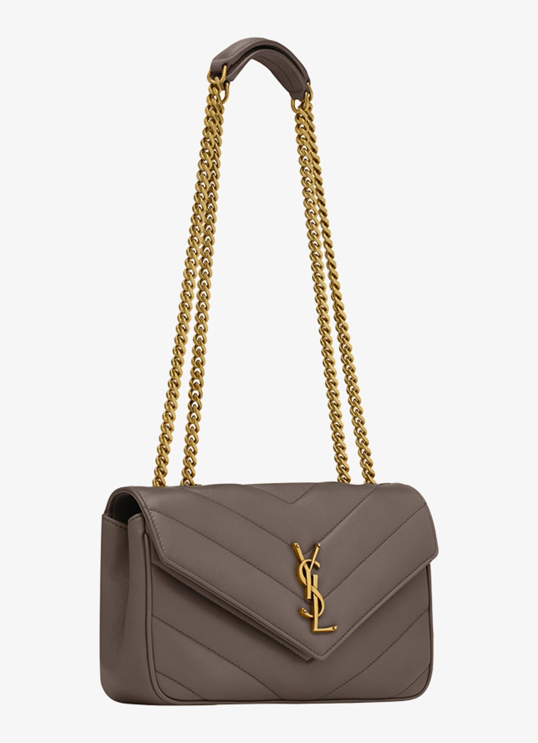 Saint Laurent Loulou Small schoudertas van lamsleer - detail 3 taupe