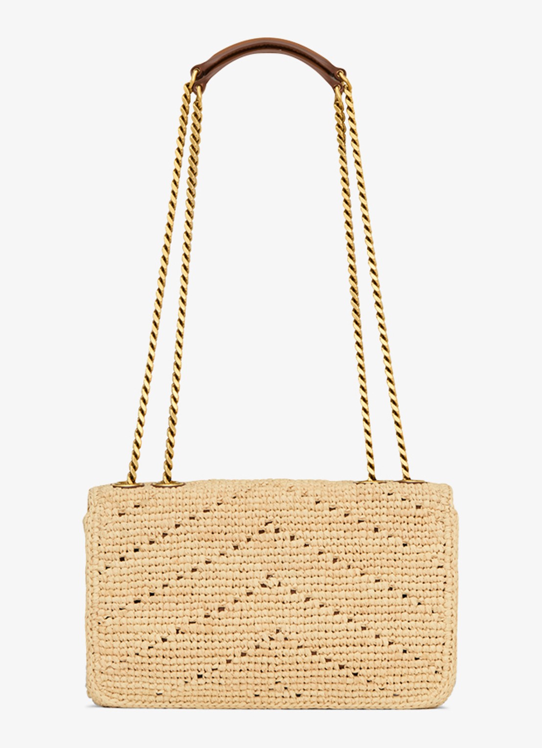 Saint Laurent Loulou Small schoudertas van raffia - achterkant 6 beige