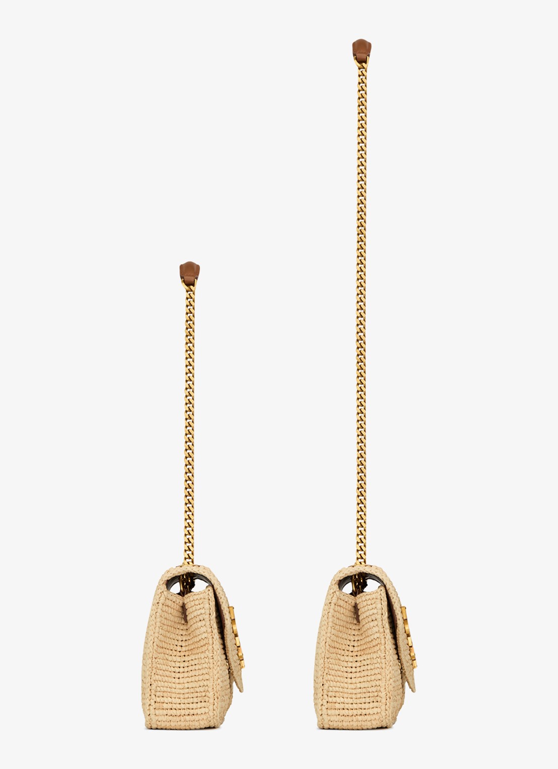 Saint Laurent Loulou Small schoudertas van raffia - detail beige