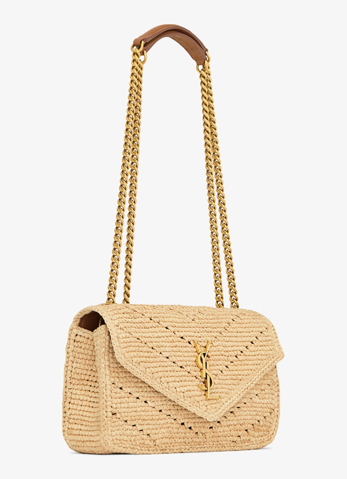 Saint Laurent Loulou Small schoudertas van raffia - detail 2 beige