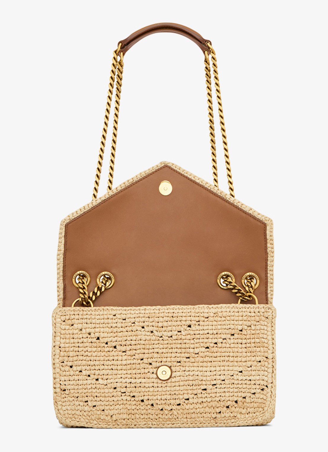 Saint Laurent Loulou Small schoudertas van raffia - detail 3 beige