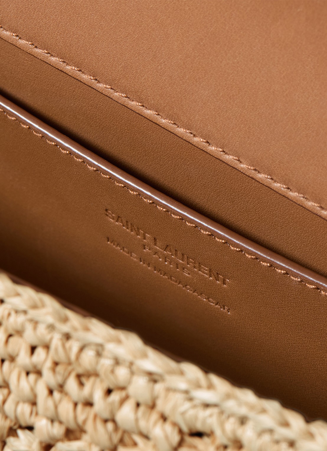 Saint Laurent Loulou Small schoudertas van raffia - detail 5 beige