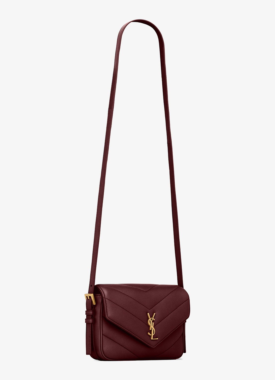 Saint Laurent Loulou Toy crossbodytas van lamsleer - detail donkerrood