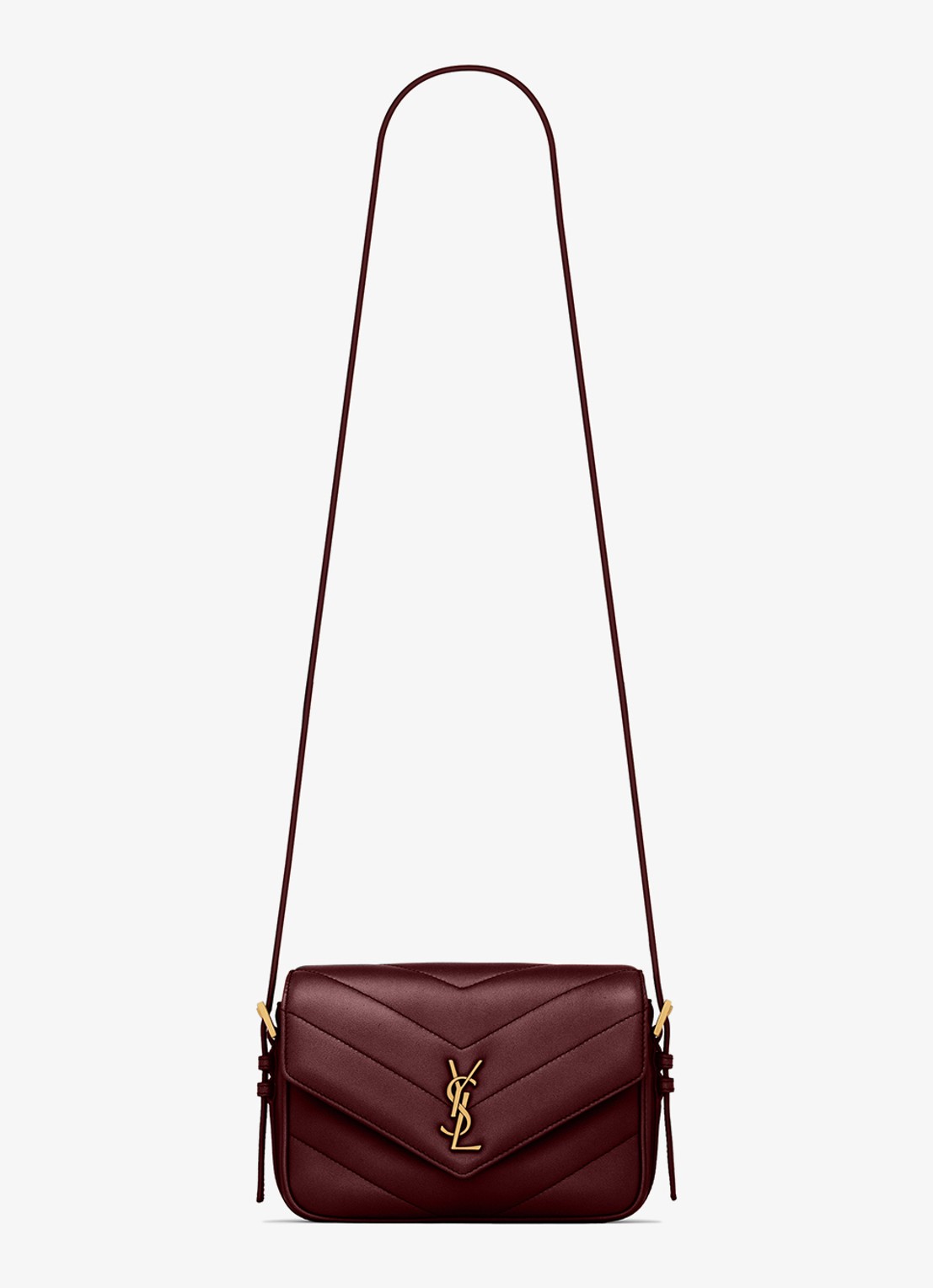 Saint Laurent Loulou Toy crossbodytas van lamsleer - voorkant 6 donkerrood