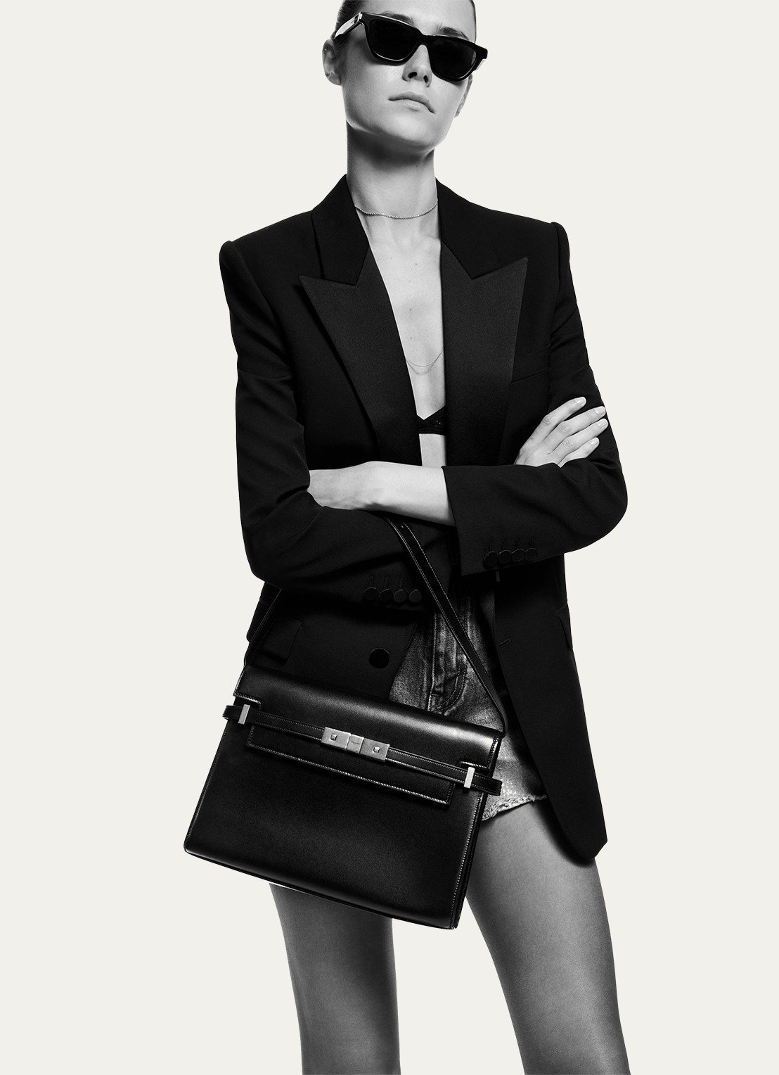 Saint Laurent Manhattan schoudertas van kalfsleer - detail 2 zwart