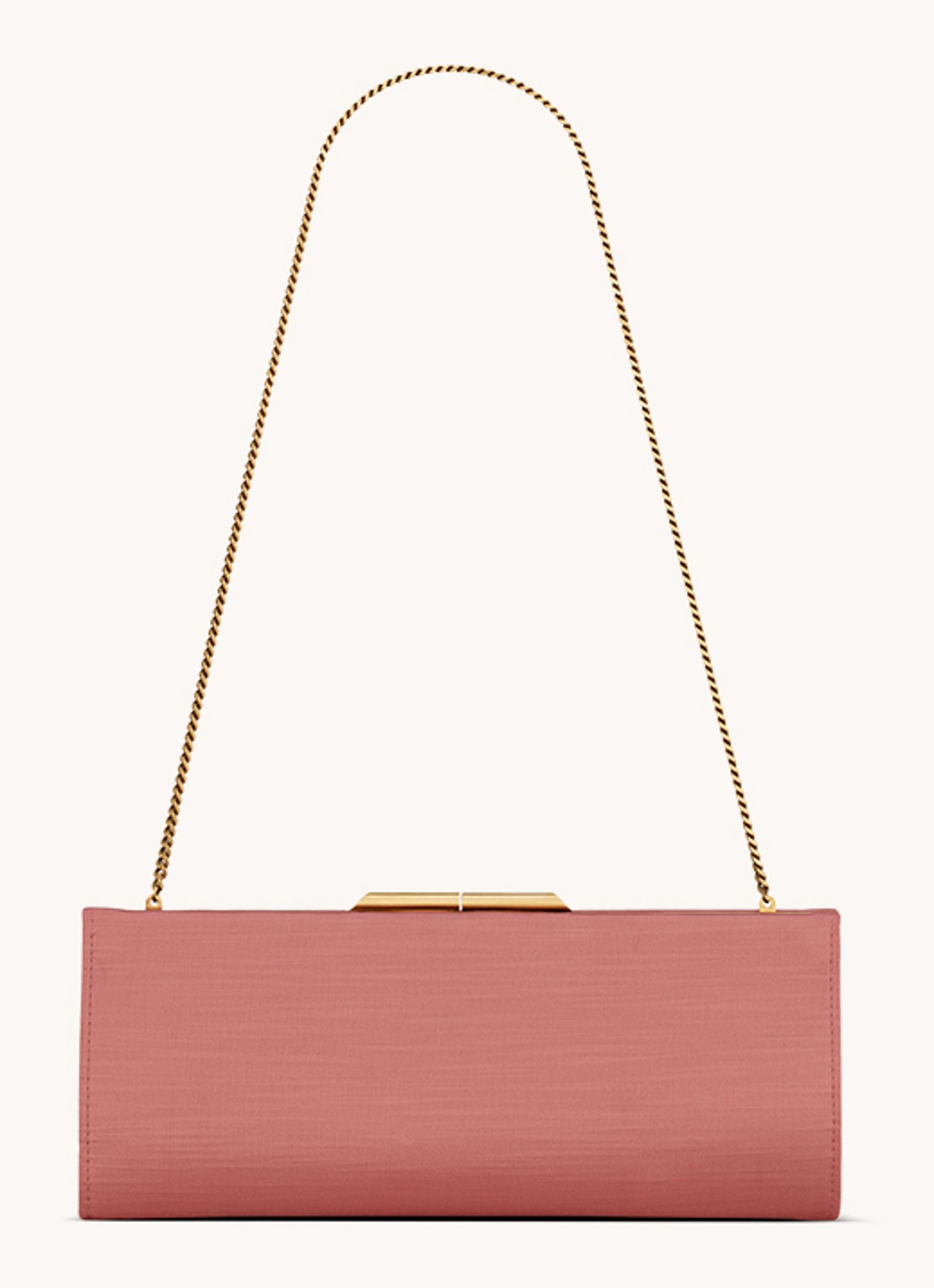 Saint Laurent Midnight Small clutch van satijn - detail 2 zalmroze