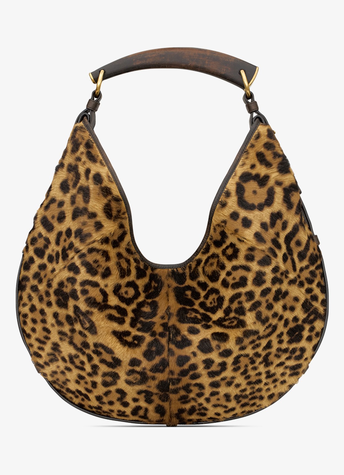Saint Laurent Mombasa Medium schoudertas van kalfsleer met ponyhair - achterkant bruin