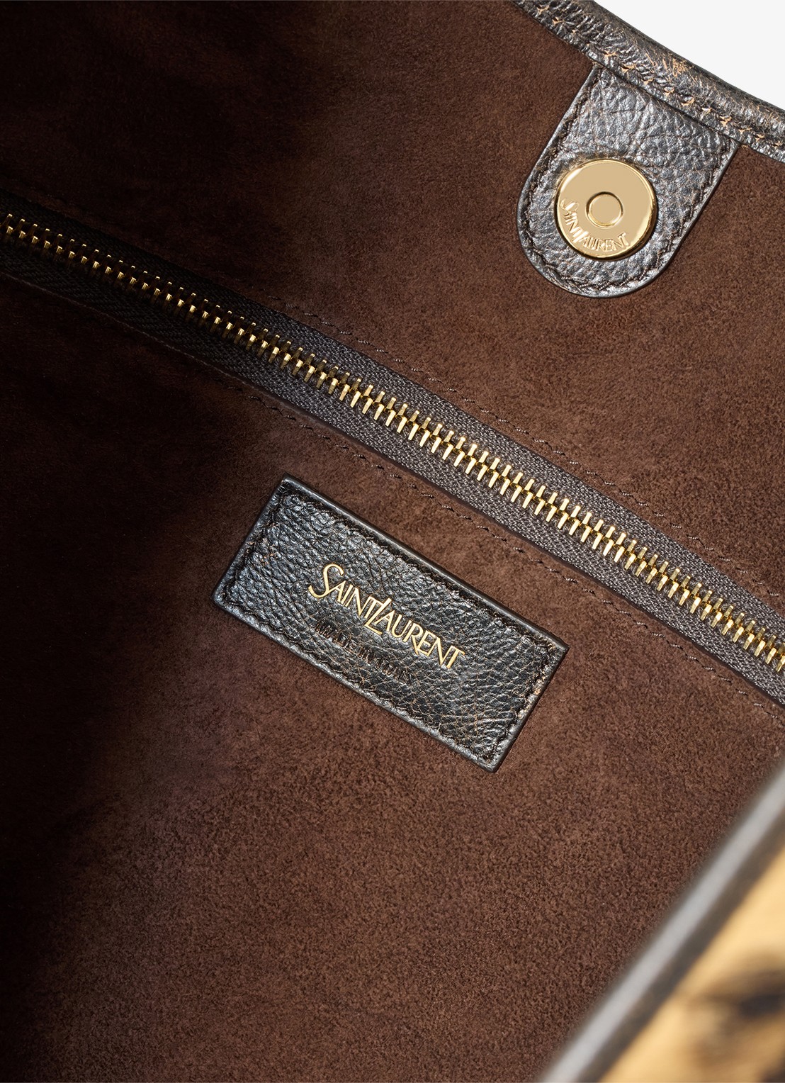 Saint Laurent Mombasa Medium schoudertas van kalfsleer met ponyhair - detail 5 bruin