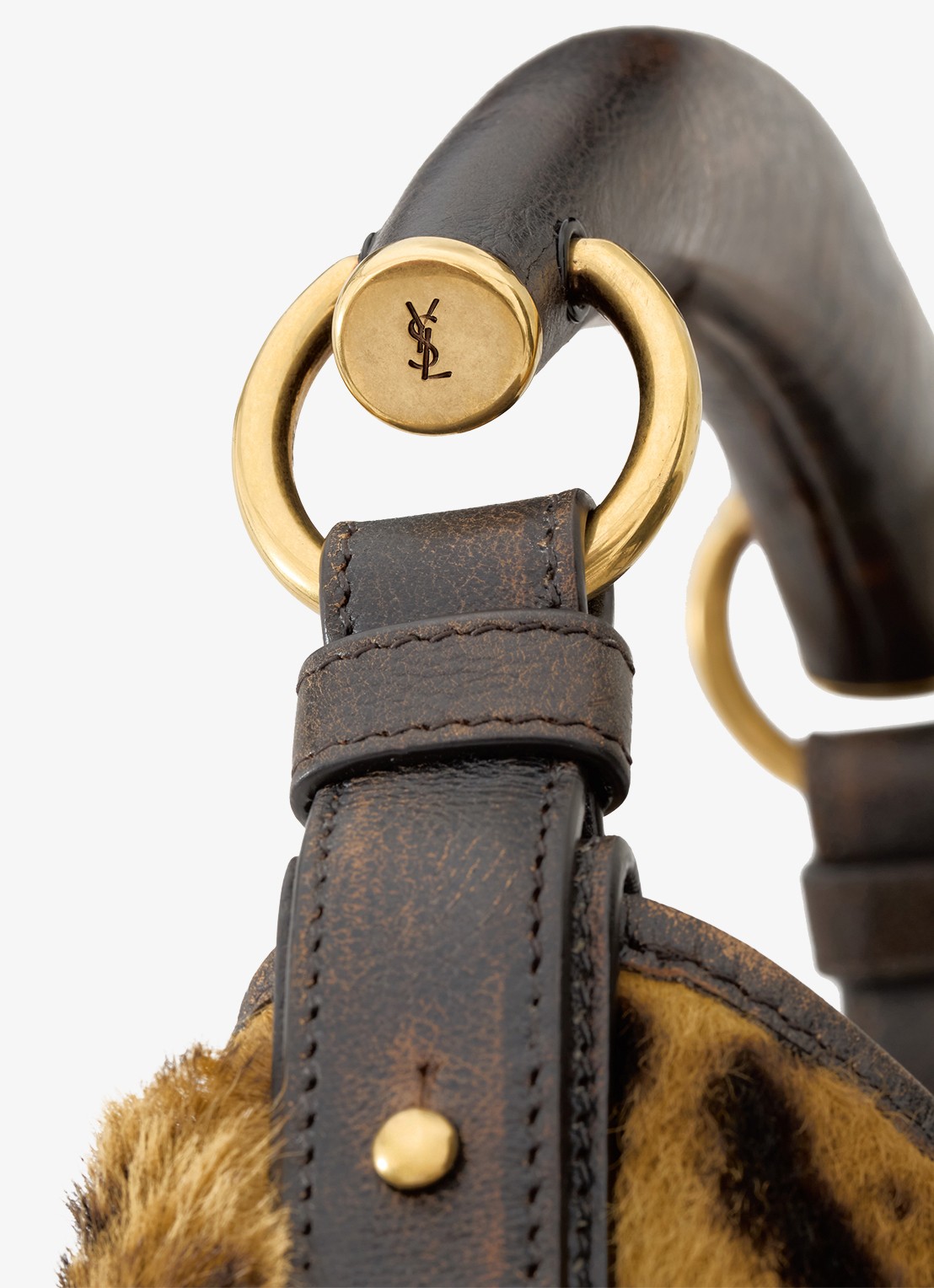 Saint Laurent Mombasa Medium schoudertas van kalfsleer met ponyhair - detail 6 bruin