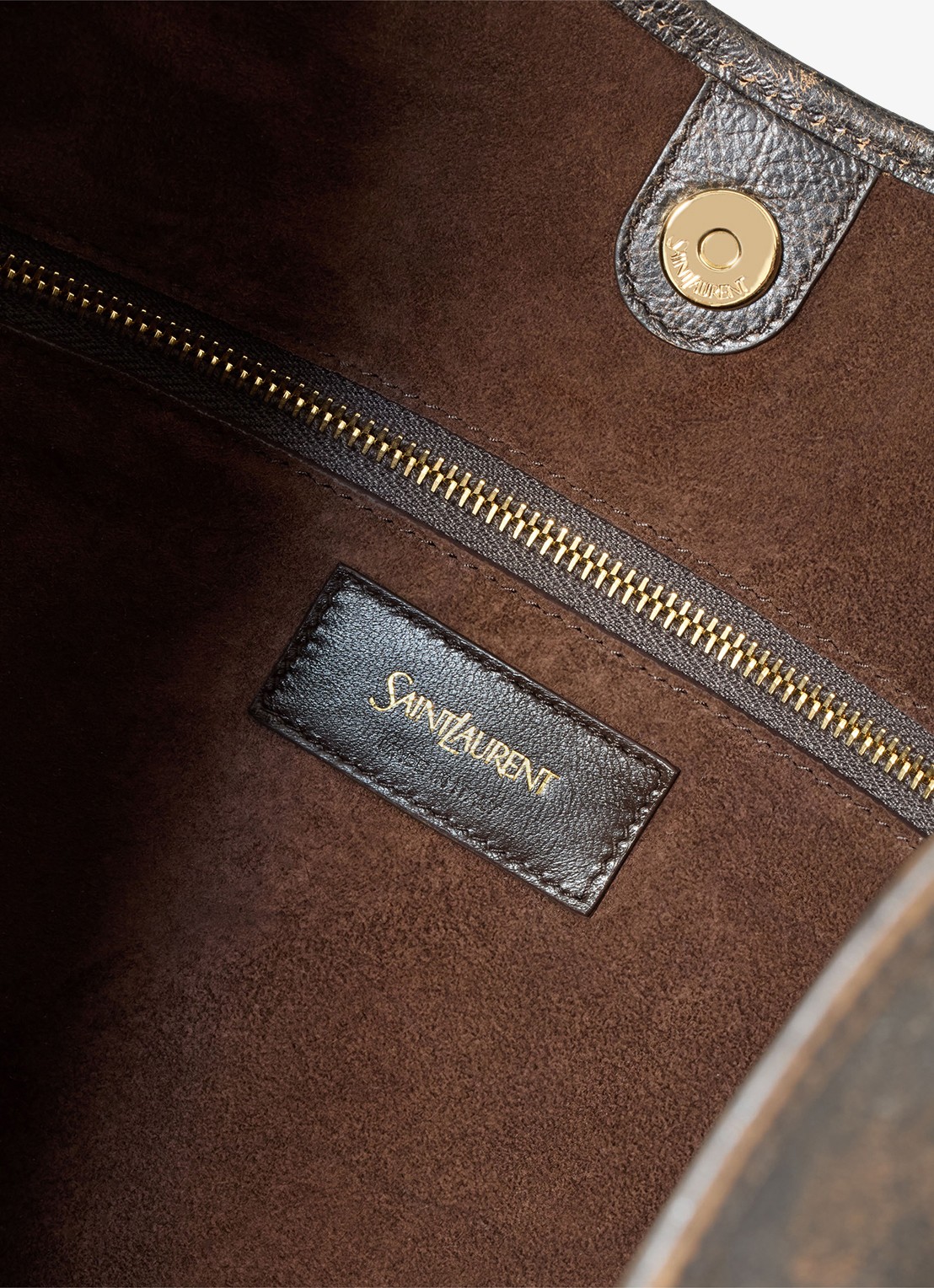 Saint Laurent Mombasa Medium schoudertas van kalfsleer - detail 4 donkerbruin