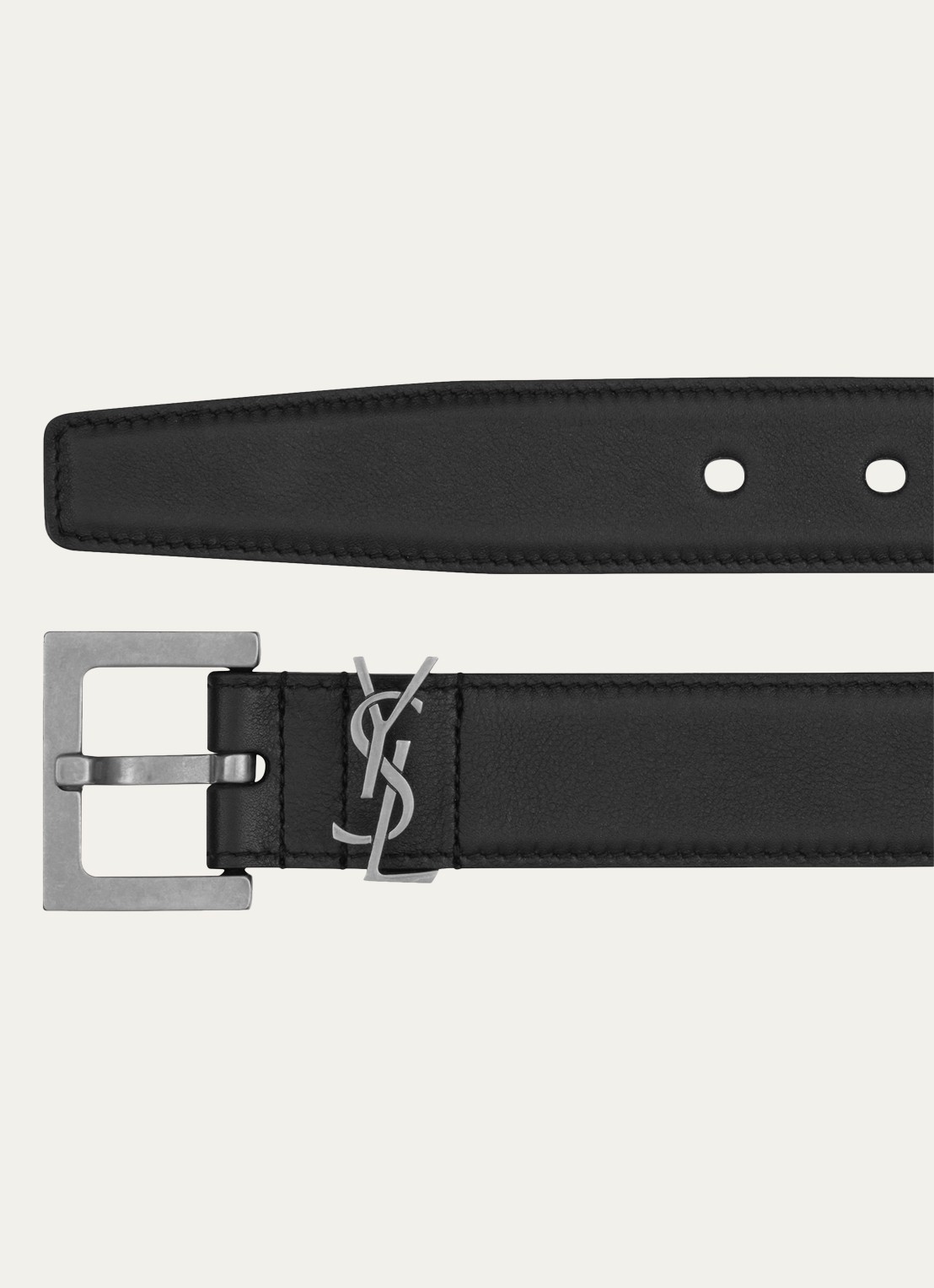 Saint Laurent Monogram riem van kalfsleer - detail 2 zwart
