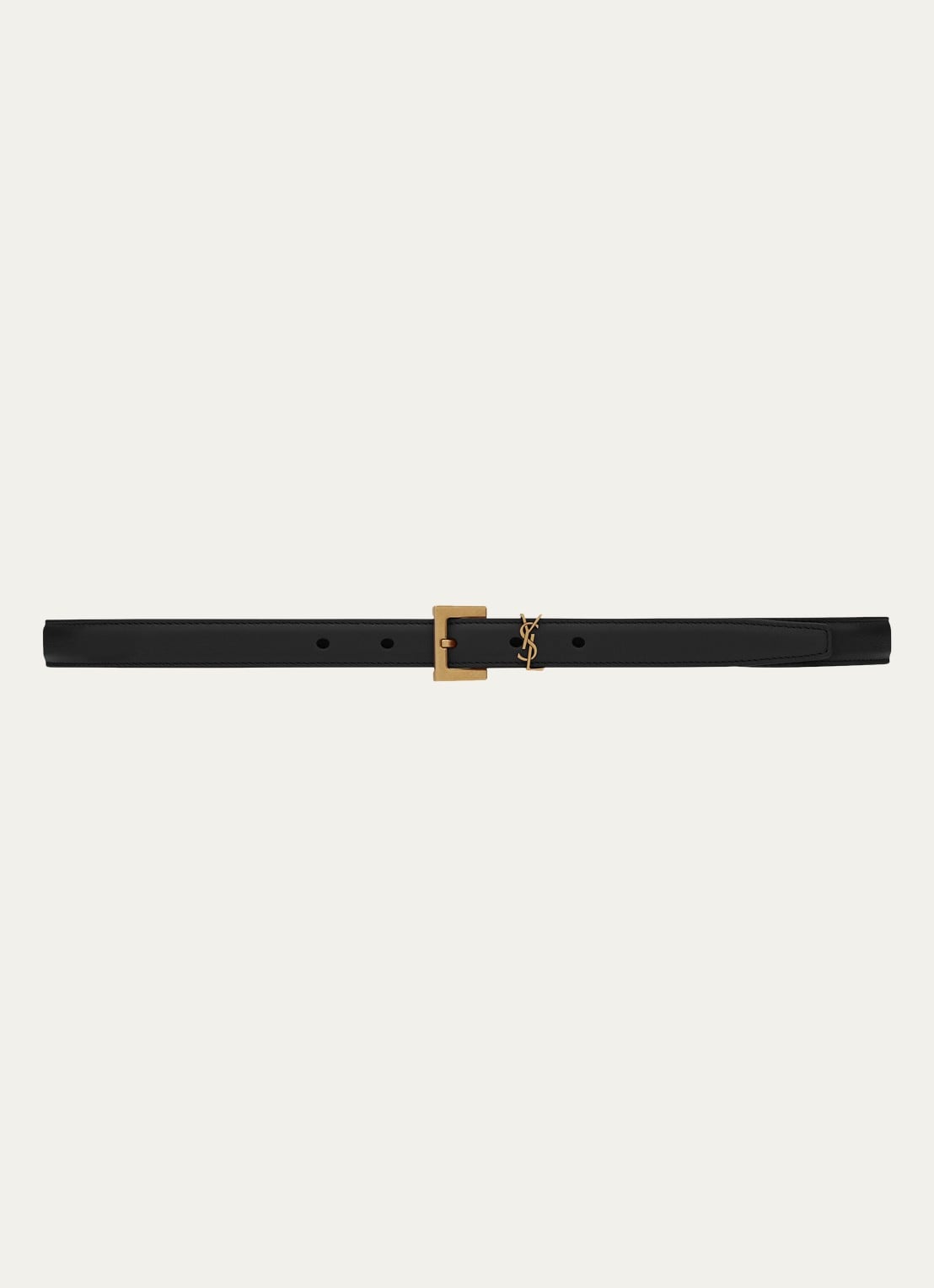 Saint Laurent Narrow Monogram riem van kalfsleer - voorkant 2 zwart