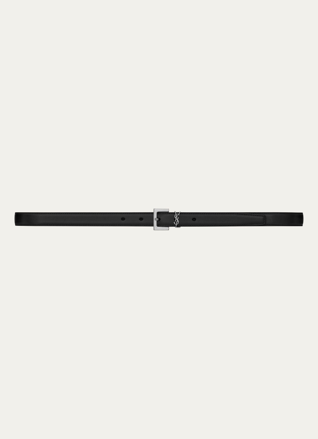 Saint Laurent Narrow Monogram riem van kalfsleer  - voorkant 2 zwart
