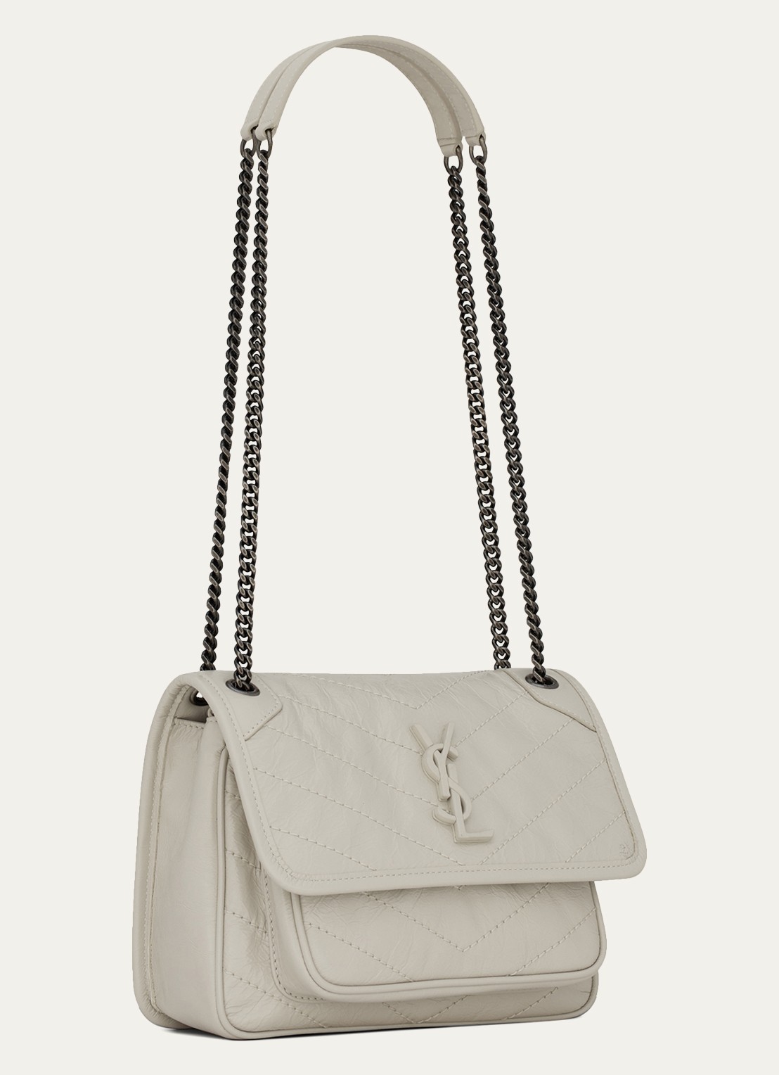 Saint Laurent Niki Baby schoudertas van kalfsleer - detail 6 gebroken wit