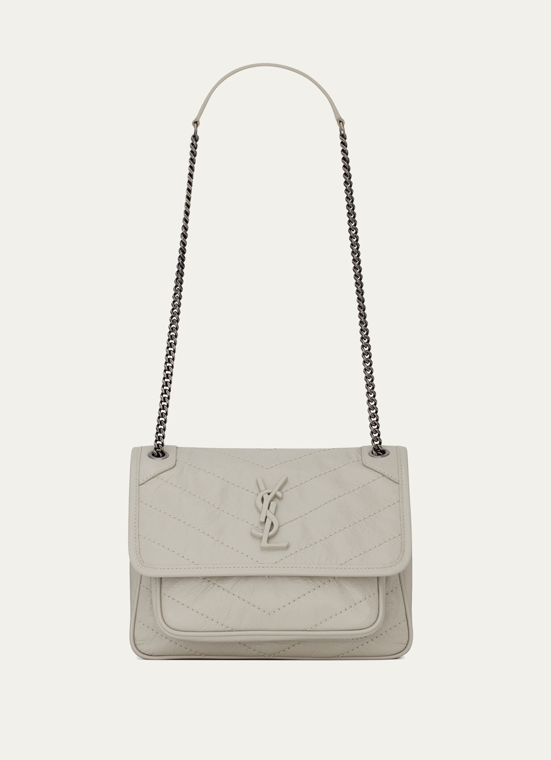 Saint Laurent Niki Baby schoudertas van kalfsleer - voorkant gebroken wit