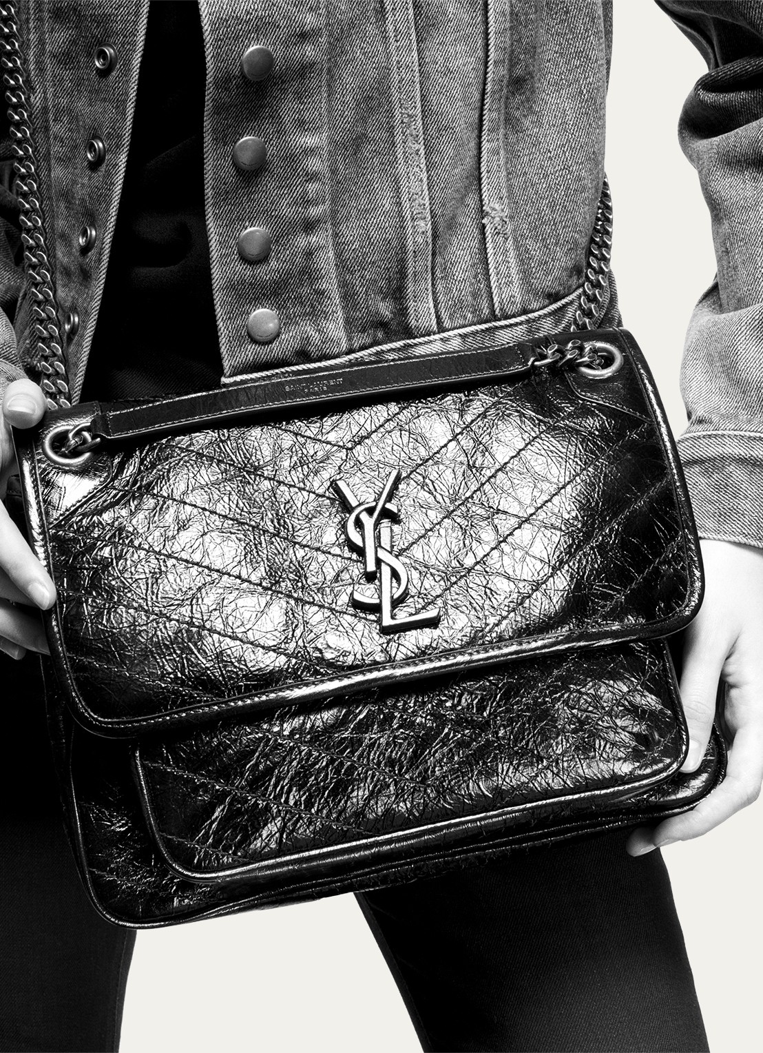 Saint Laurent Niki Medium schoudertas van kalfsleer - detail 2 zwart