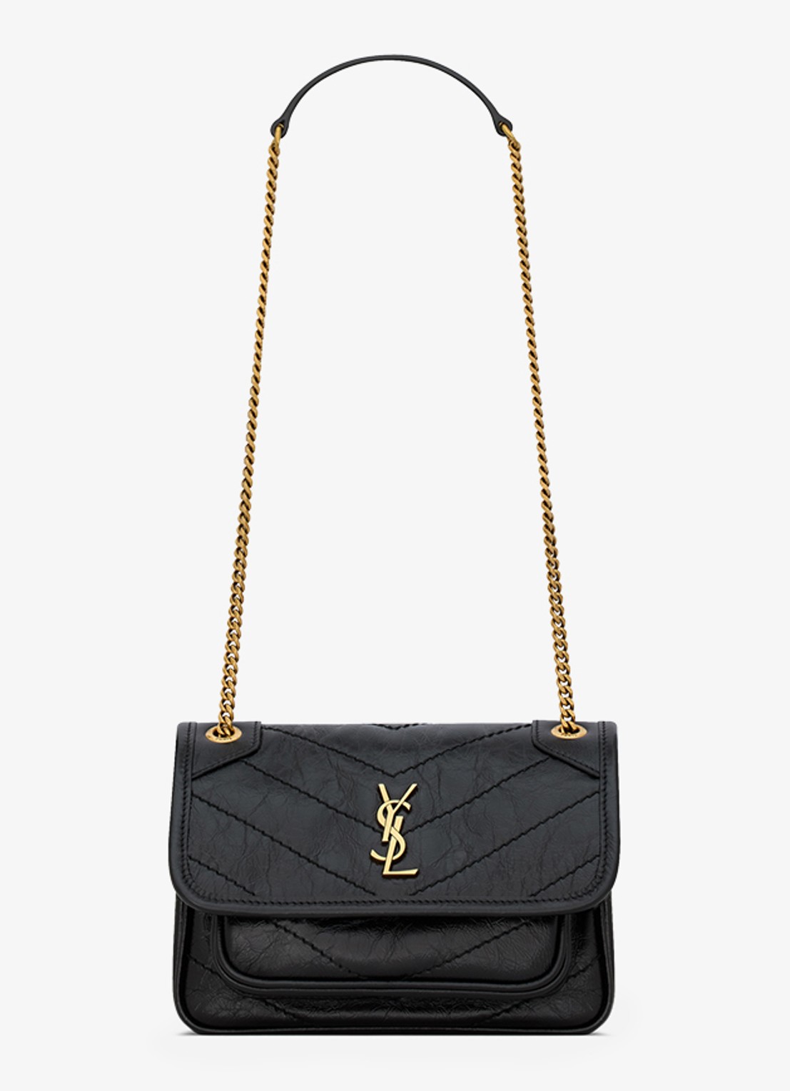 Saint Laurent Niki Mini schoudertas van kalfsleer - voorkant 6 zwart